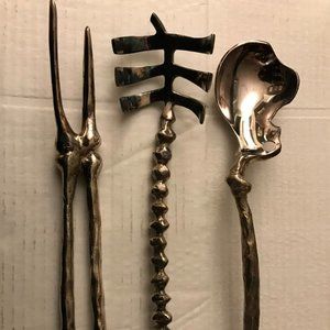 SET OF 3 PIECES MICHAEL ARAM BONEWARE VERTEBRA HOSTESS SERVING SET